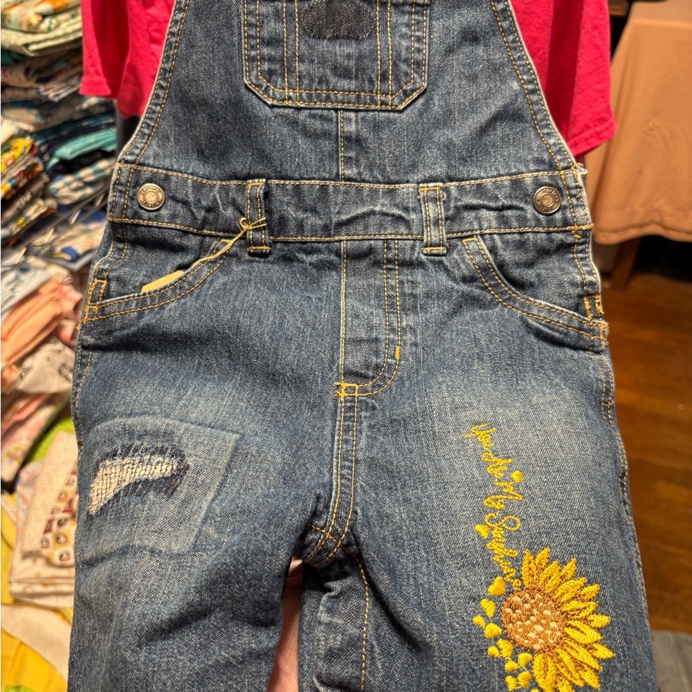 Carter's Blue Denim Overalls with Sunflower Design